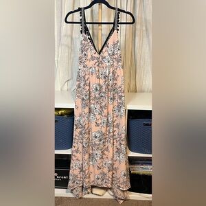 Privy Floral Maxi Dress in Pink and Black, Size S
